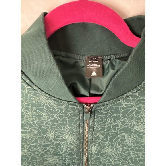 Balance Athletica Flight Crop Bomber Jacket in Deep Sea Size Medium Green Floral - Picture 4 of 6